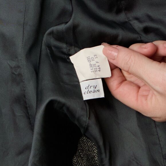 Vtg Pendleton Blazer Jacket Womens 10 Black White Chevron Wool Notch Lapel *hole - Picture 11 of 11